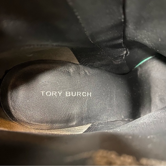 Tory Burch Sculpted Wedge Heel Pointed Toe Black Suede Bootie 6 1/2 M - Picture 12 of 14